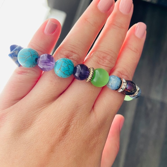 Home made crystal bracelet turquoise, jade - Picture 5 of 5